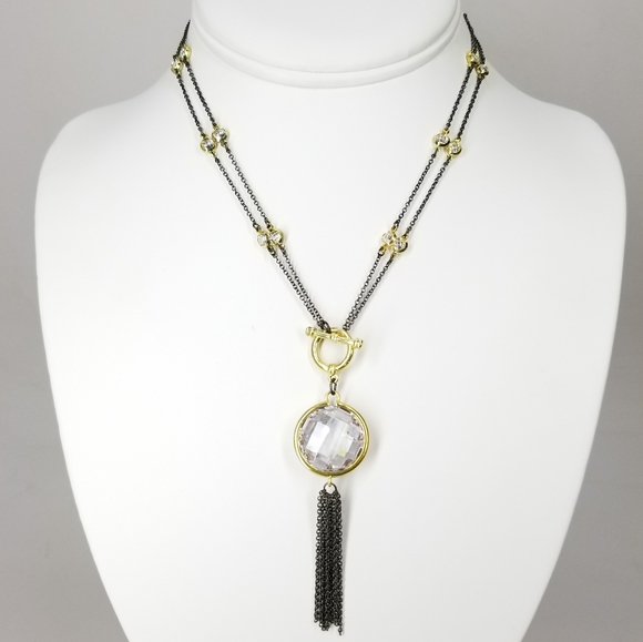 SueSue Jewelry - 2 Ways Tassel CZ by the Yard Necklace NWT
